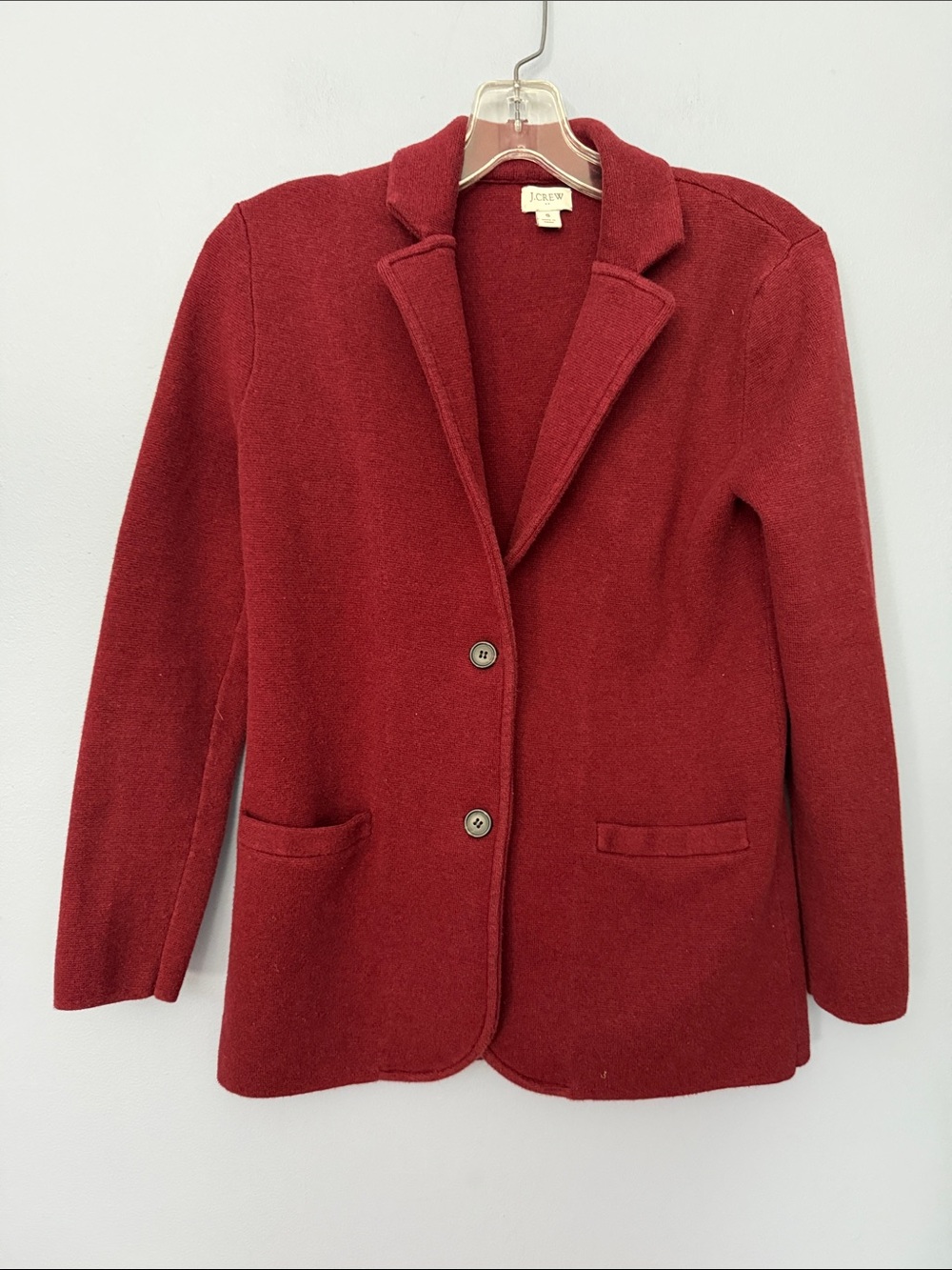 J.Crew Burgundy Red Cotton Knit Blazer Sweater Blazer Sz S